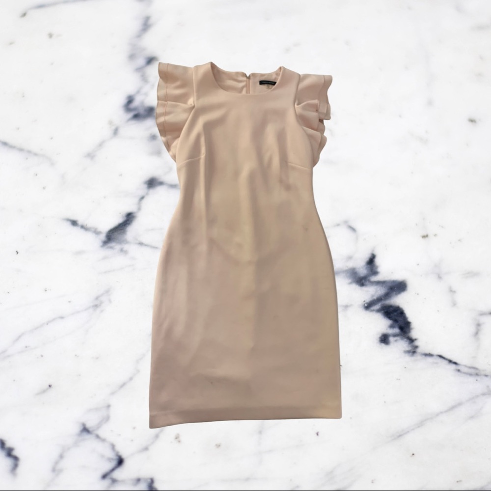 Baby Pink MIDI Dress Ruffle Sleeves Tommy Hilfiger